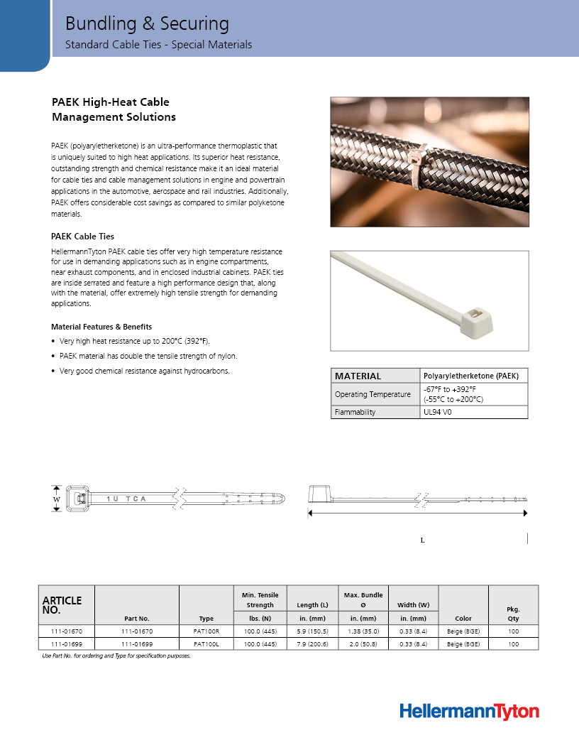 PAEK High Heat Cable Management